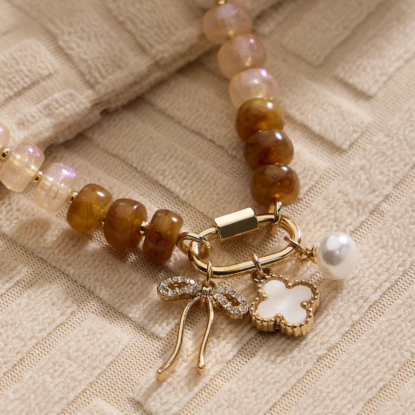 Layered Glass Bead Necklace | Trio of Charms