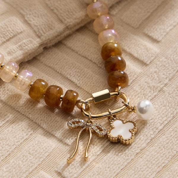 Layered Glass Bead Necklace | Trio of Charms