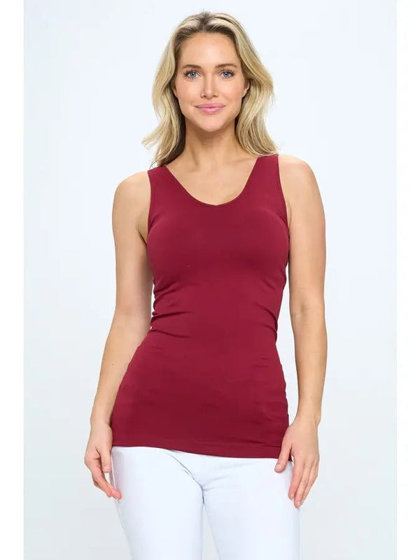 Reversible V or U Neckline Seamless Tank - 8 Colors - Blush & Cactus