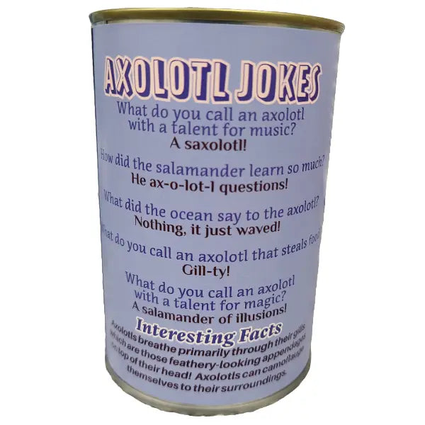 Canned Blue Axolotl Stuffed Animal Plush W/Jokes Unique Gift