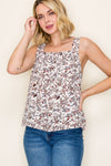 Ivory Meadow Square Tank - Blush & Cactus