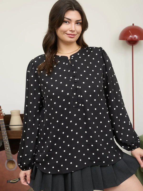 Polka Dot Perfection Top - Curvy Size - Blush & Cactus