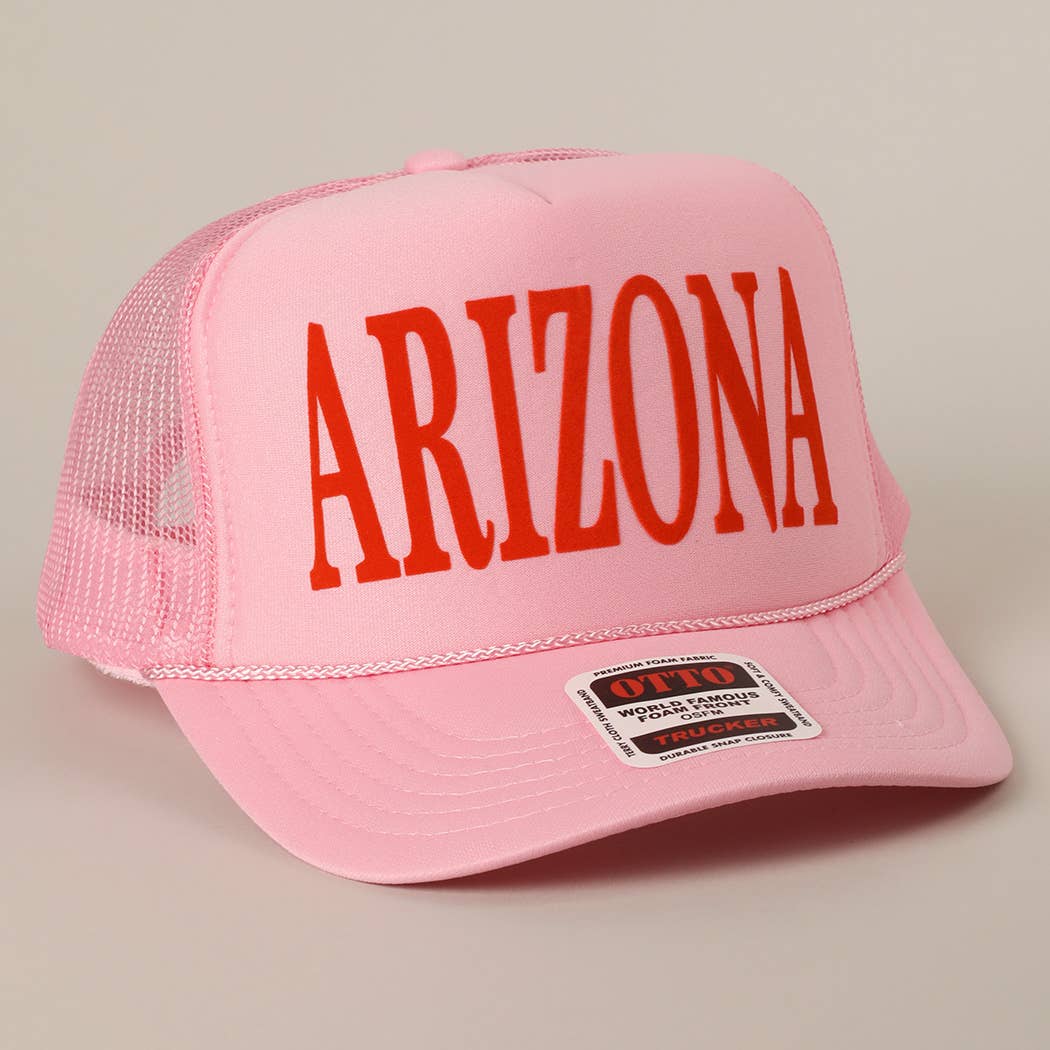 ARIZONA Text Printed Mesh Back Foam Trucker Hat