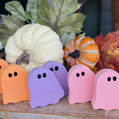 Halloween Wood Scrolled Ghosts, Handmade Halloween Decor - 3 Colors