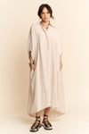 Davi & Dani Oversized Hemline Collared Neckline Shirt Dress