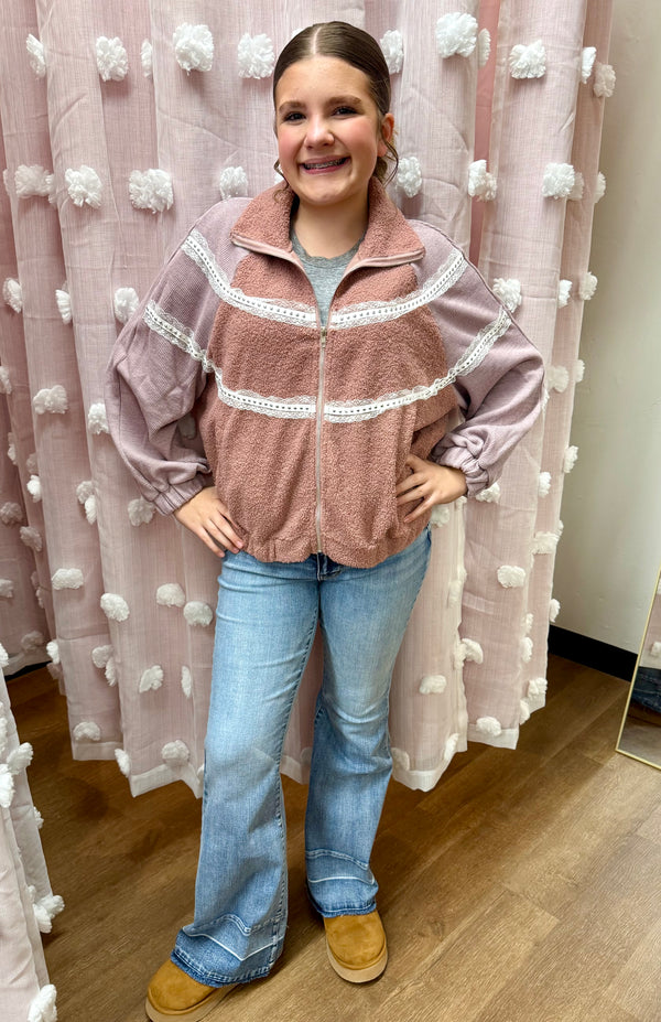 POL Blush Vintage Zip Jacket