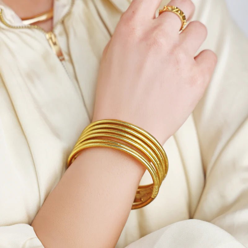 Budha Girl Aura Lumine All Weather Bangles® (Set of 6) - Blush & Cactus