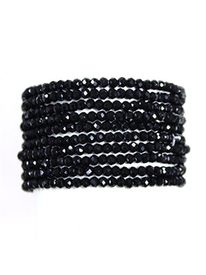 Black Small Crystal Set of 10 Stretch Bracelets