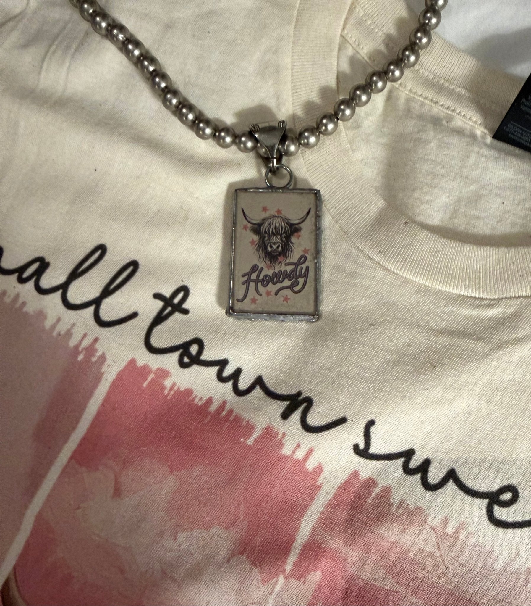 Highland Cow ❤️ Necklace - Blush & Cactus