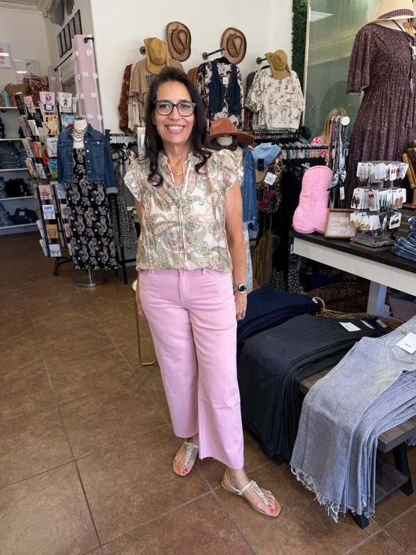Pink Vervet Wide Leg Jeans