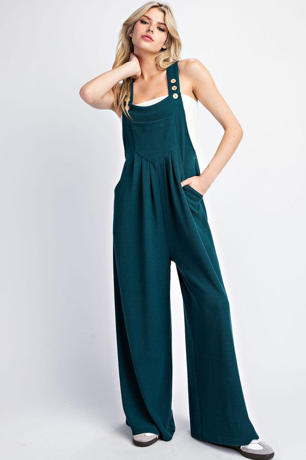 eesome Solid Sleeveless Wide Leg Jumpsuit