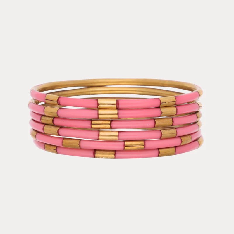 BuDhaGirl Veda Bangles - Set of 6 - Blush & Cactus