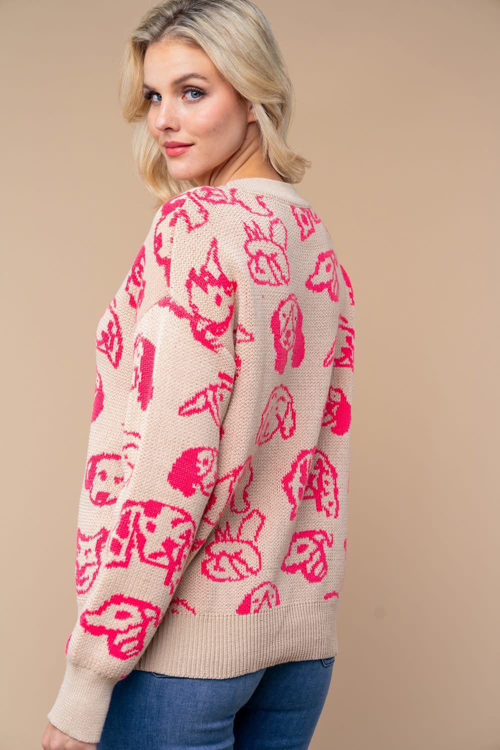 Cutie Dog Sweater - Blush & Cactus