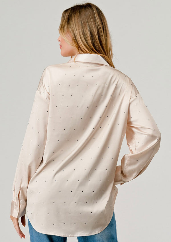 Satin Rhinestone Top - Curvy Size