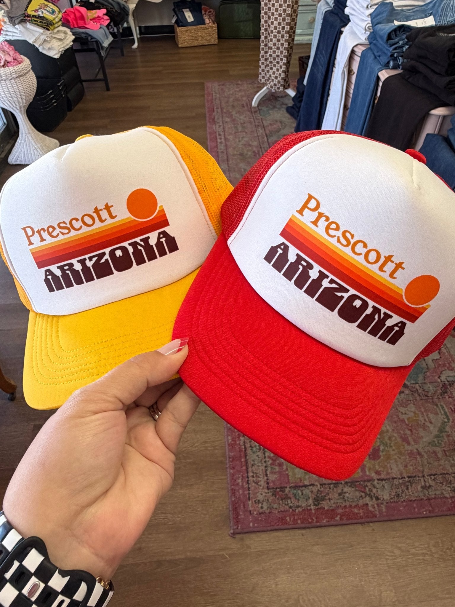 PRESCOTT RETRO SUNSET | TRUCKER HAT - Blush & Cactus