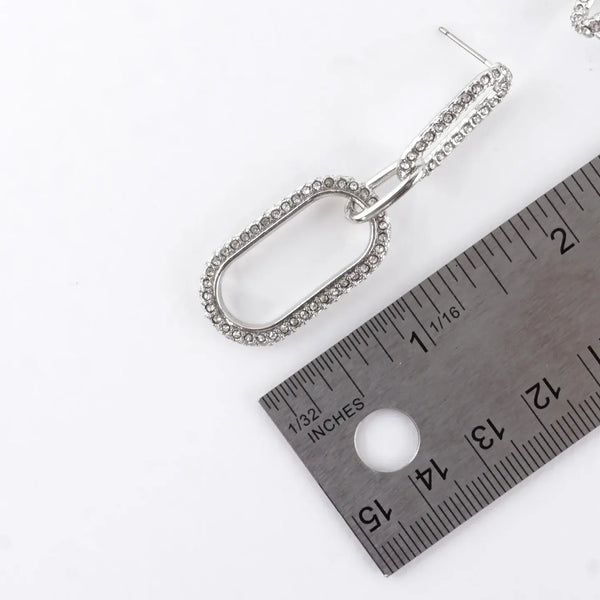 Crystal - Pave Oval Link Chain Drop Earrings - Blush & Cactus