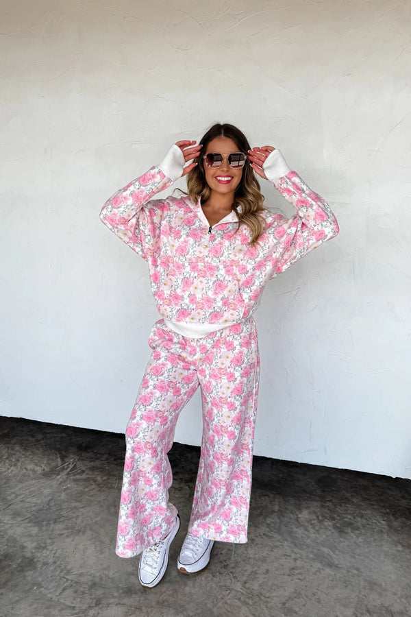 Floral Easy Does It Pullover - Blush & Cactus