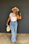 **PREORDER** Floral Charm Wide Leg Jean - Blush & Cactus