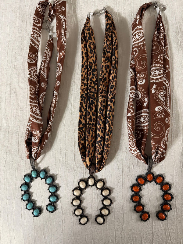 Bandanna Lucky Charm Necklace - Blush & Cactus