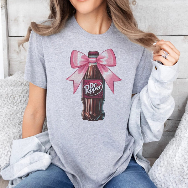 Dr Pepper Cutesy Bow Tee - Blush & Cactus