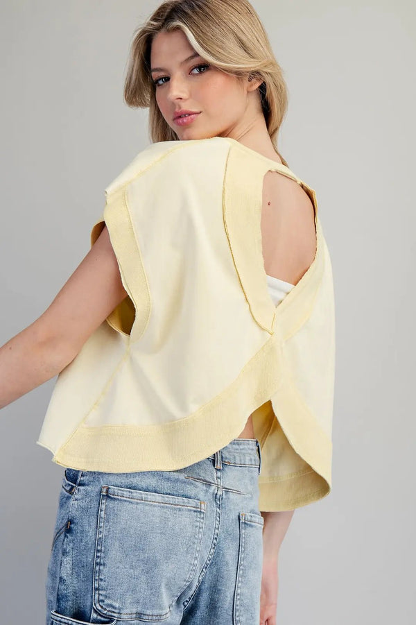 Butter Yellow Mineral Washed Open Top - Blush & Cactus