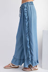 Easel Ruffle Chambray Pant - Blush & Cactus