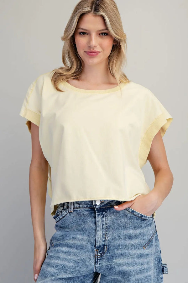 Butter Yellow Mineral Washed Open Top - Blush & Cactus