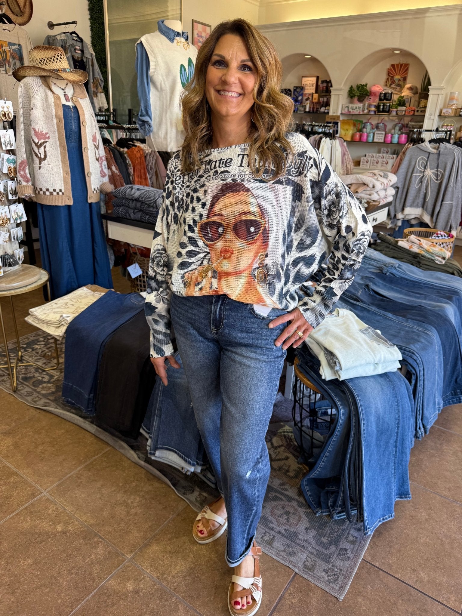 Better Late Than Ugly Lightweight Sweater - Blush & Cactus