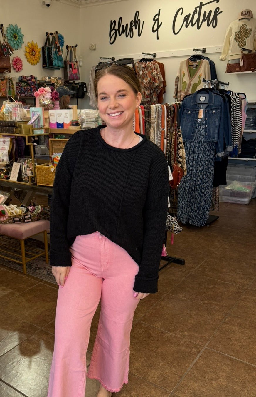 Onyx Edge Sweater - Blush & Cactus