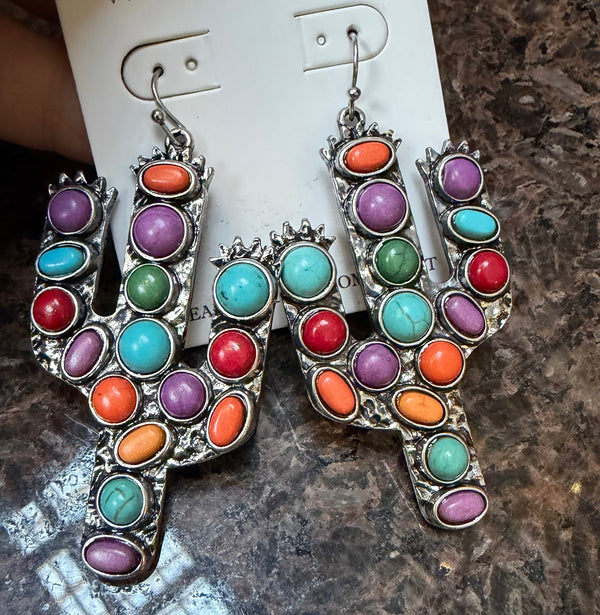 All the Colors Cactus Earrings