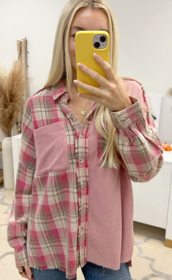 White Birch Top Dusty Pink