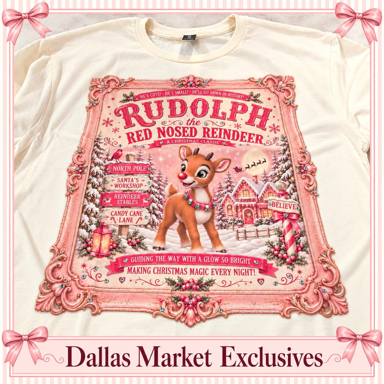 DALLAS MARKET EXCLUSIVE Pink Rudolph Tee - Blush & Cactus