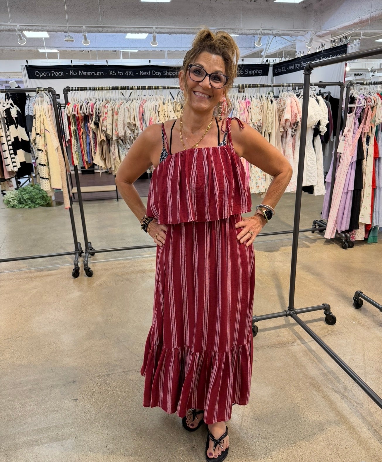 Summer Sips Striped Maxi Dress - Blush & Cactus