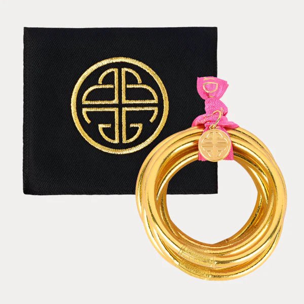 BuDhaGirl Gold All Weather Bangles® (Set of 6) - Serenity Prayer - Blush & Cactus