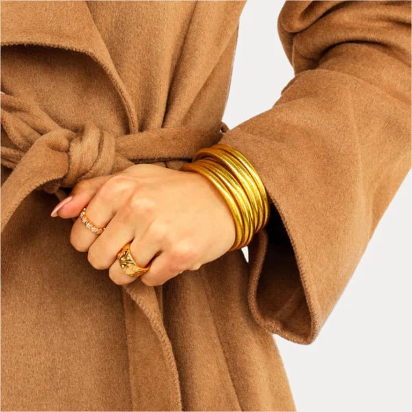 BuDhaGirl Gold All Weather Bangles® (Set of 6) - Serenity Prayer - Blush & Cactus
