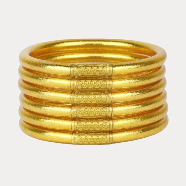 BuDhaGirl Gold All Weather Bangles® (Set of 6) - Serenity Prayer - Blush & Cactus