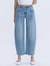 Lovervet High Rise Waist Tie Crop Wide Barrel Jeans - Blush & Cactus