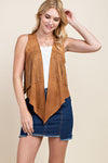 Suede Vest with Studded Fringe