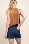 Suede Vest with Studded Fringe