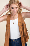 Suede Vest with Studded Fringe
