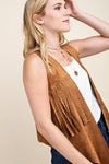 Suede Vest with Studded Fringe