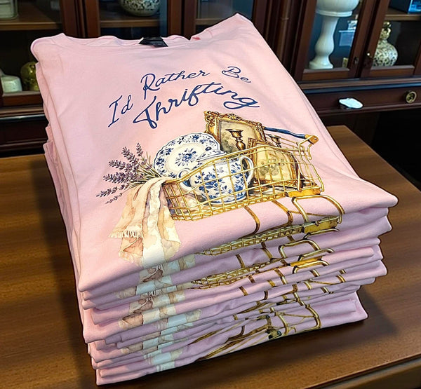 I'd Rather be Thrifting Tee - Blush & Cactus