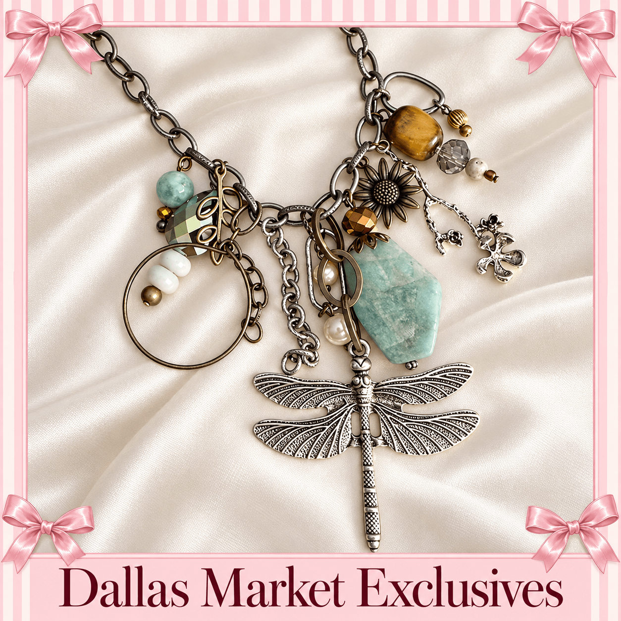DALLAS EXCLUSIVE MARKET Carol’s Whimsical Garden Necklace - Blush & Cactus