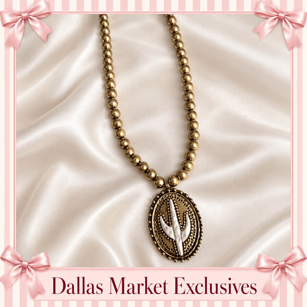 DALLAS EXCLUSIVE MARKET Golden Hour Cactus Necklace - Blush & Cactus