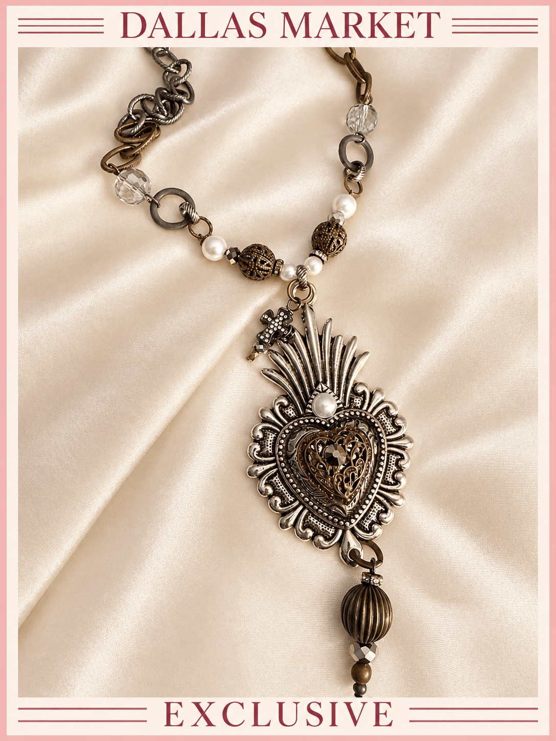 DALLAS EXCLUSIVE MARKET Heart of Grace Necklace - Blush & Cactus