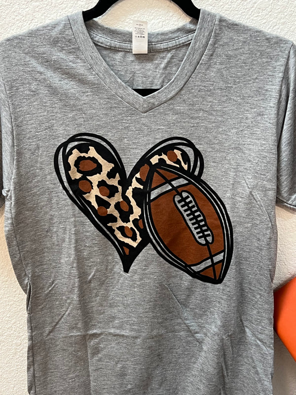 Leopard Football Heart Soft Graphic Tee