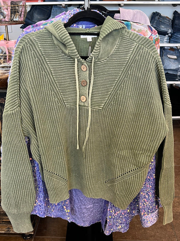 Button Top hooded sweater