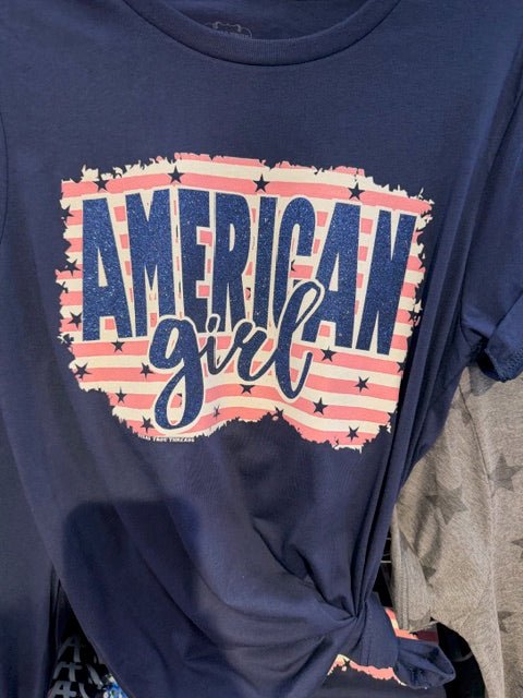 All American Girl Graphic Tee - Blush & Cactus
