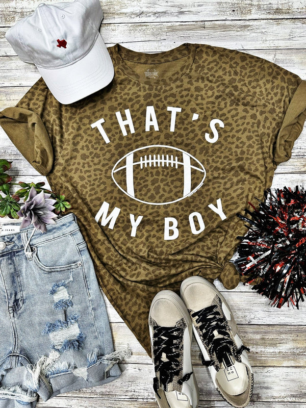 GAME DAY That's My Boy Brown Leopard Tee