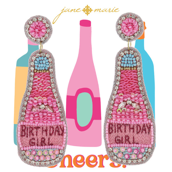 Pink Bead & Crystal Earrings - Birthday Girl